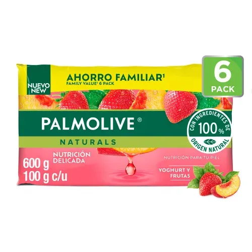 Jabón de Tocador Palmolive Naturals Nutrición Delicada Yogurt y Frutas 6 pack - 100 g