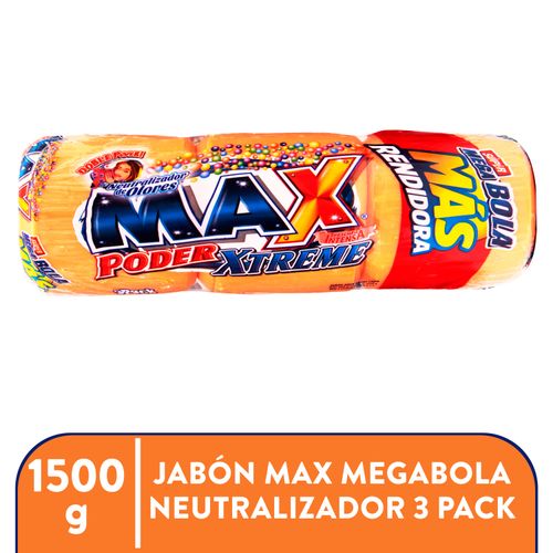 Max Poder Súper Mega Bola Naranja 3 pack 1,500 g
