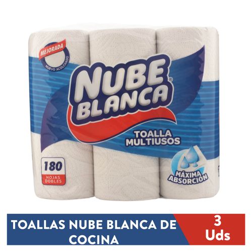 Toalla Nube Blanca Cocina 60 hojas - 3 Rollos
