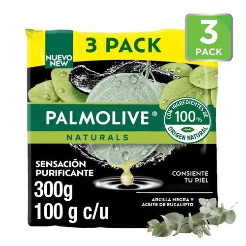Jabón Palmolive Naturals Arcilla Y Eucalipto 3 Pack - 300 g