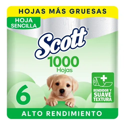Papel Higiénico Scott 1000 Hojas Reciclado - 6 Rollos