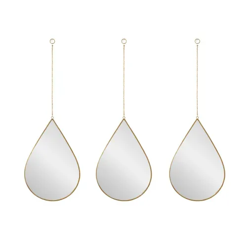Ms Set 3 Espejos Gota Dorado 19x28cm