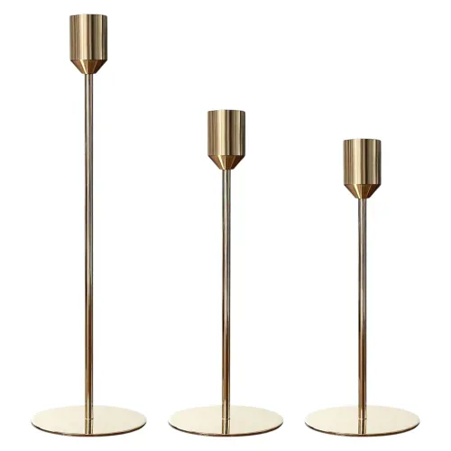 Ms Set De 3 Candelabros Color Dorado