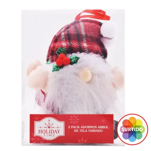 Adornos Holiday Time para árbol de tela surtidos Navidad - 2 Uds
