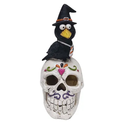 Cuervo Way To Celebrate sobre calavera decorativo Halloween - 19 cm