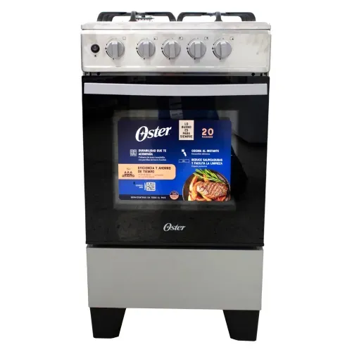 Oster Estufa Gas 20p Silver Tapa Vidrio