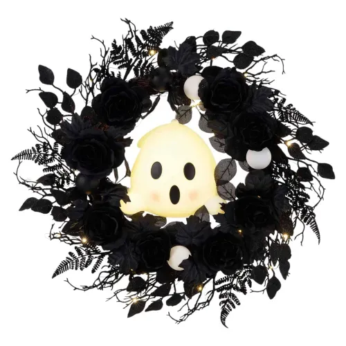 Corona Way To Celebrate con luces LED y fantasma Halloween - 53 cm