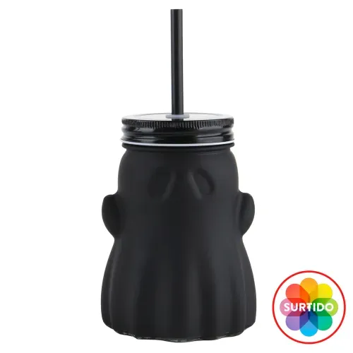 Vaso Jarra Way To Celebrate con pajilla de fantasma Halloween - 19 cm