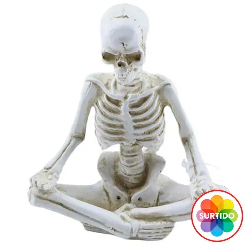 Esqueleto Way To Celebrate meditando de resina decorativa Halloween - 12 cm
