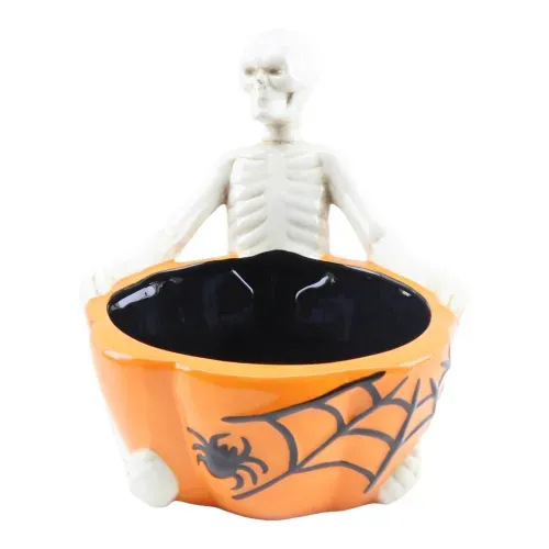 Bowl Way To Celebrate de cerámica con esqueleto sentado Halloween - 18 cm