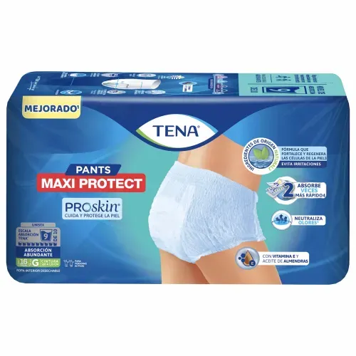 Ropa interior unisex tipo calzón Tena  Pants Maxi Protect  Absorción Abundante para tu día a día Talla G - 16 piezas