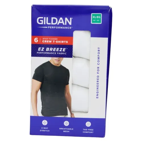 Playeras Gildan cuello redondo blancas - Talla XL - 6 Uds