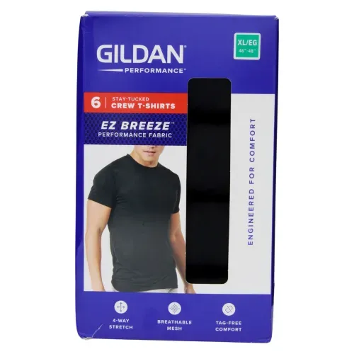 Playeras Gildan cuello redondo negras - Talla XL - 6 Uds