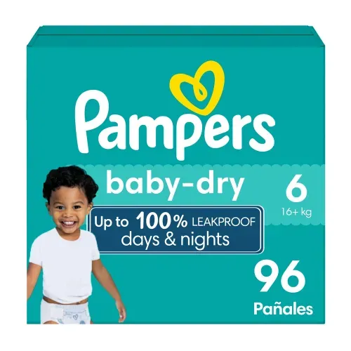 Pañales Pampers Baby-Dry Talla 6 Protección Contra Derrames - 96 Uds