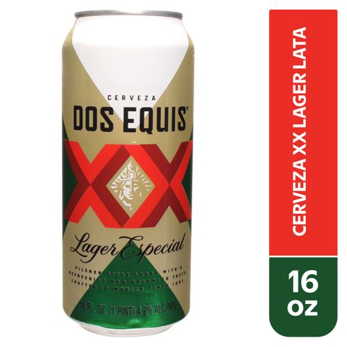 Cerveza Dos Equis lager lata - 16 oz