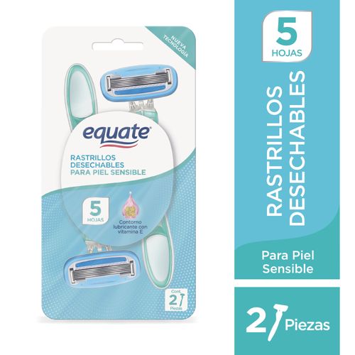 Rasuradoras Desechables Equate 5 Hojas Contorno Lubricante - 2Pzas