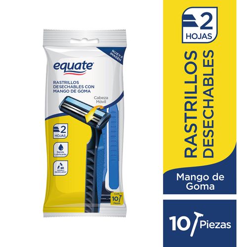 Rasuradoras Desechables Equate 2 Hojas Mango De Goma Antidesliz - 10pzas