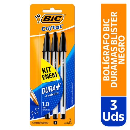 Boligrafo Bic Duramas Blister Negro 3Und