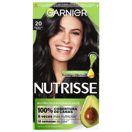 Tinte para Cabello Garnier Nutrisse Tono 20 Grosella Negra - 97ml