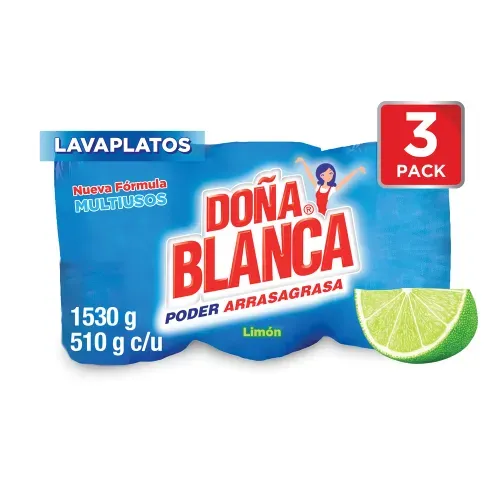 Lavaplatos multiusos Doña Blanca poder arrasagrasa limón sólido 3 pack - 1530 g