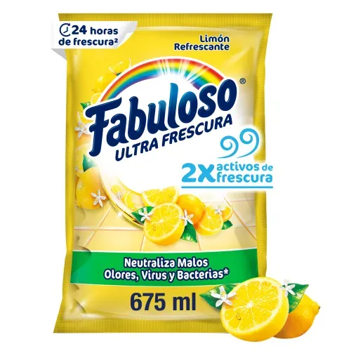 Desinfectante Fabuloso Antibacterial Frescura Activa Limón Refrescante Sachet - 675 ml