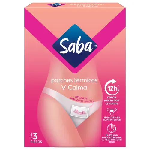 Parches Térmicos Saba V-Calma para cólicos menstruales - 3 piezas