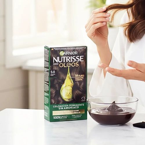 Tinte para el cabello Garnier Nutrisse Óleos Tono 5.0 Castaño Claro Sin Amoníaco
