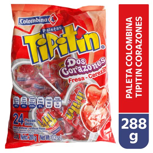 Paleta Colombina Tipitin Corazones - 288 g