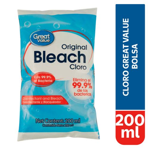 Cloro Great Value en bolsa - 200 ml