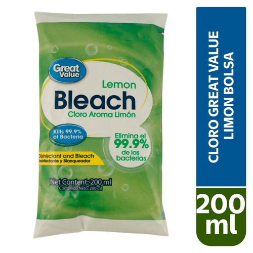 Cloro Great Value limón en bolsa - 200 ml