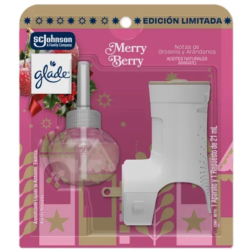Aromatizante Glade Aceites Naturales Aparato Merry Berry - 21 ml